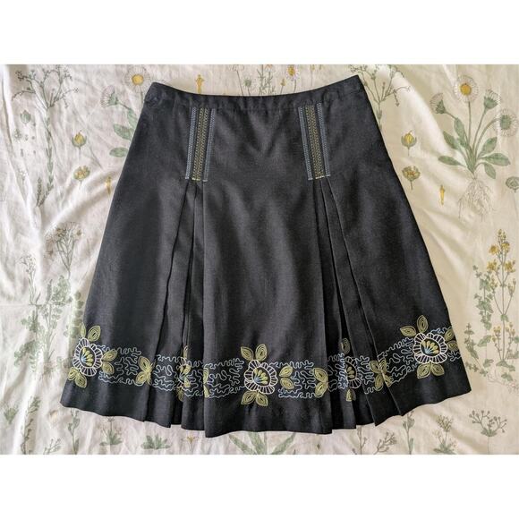 Vintage Y2K/2000s Liz Claiborne Floral Embroidered Pleated Skirt - Picture 1 of 4